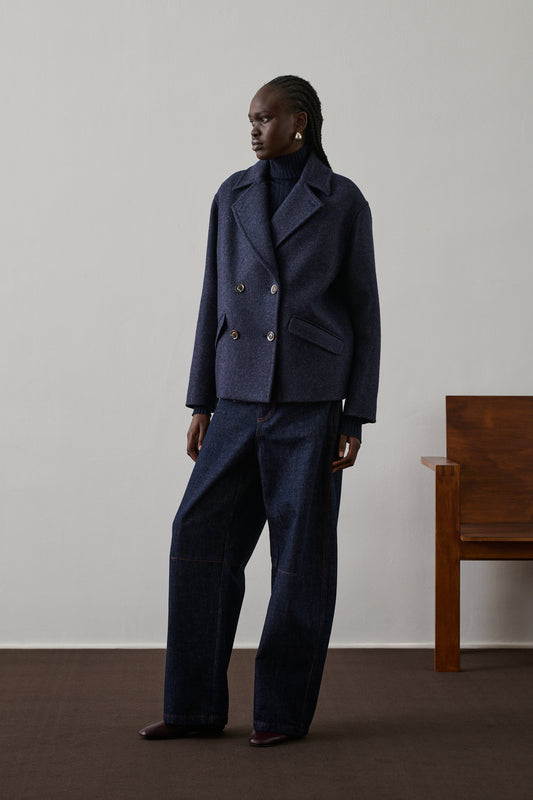 Caban Constant - Navy Chiné - Laine - Femme