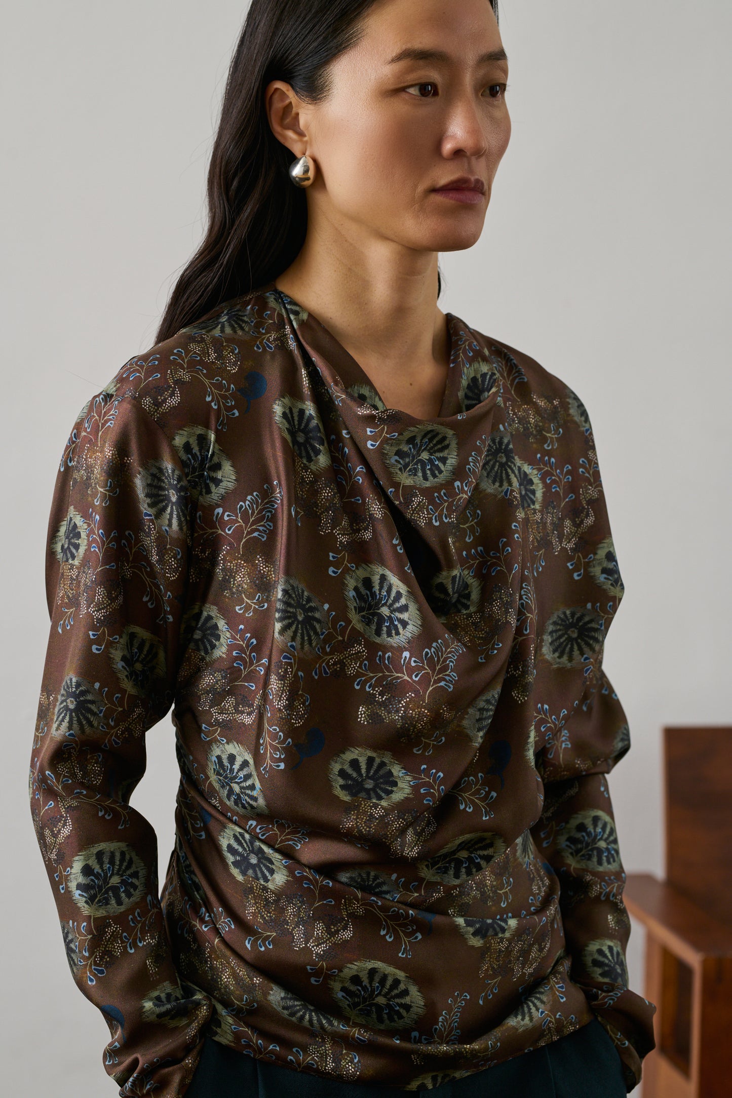Blouse Fresia - Aubergine/Vert - Soie - Femme